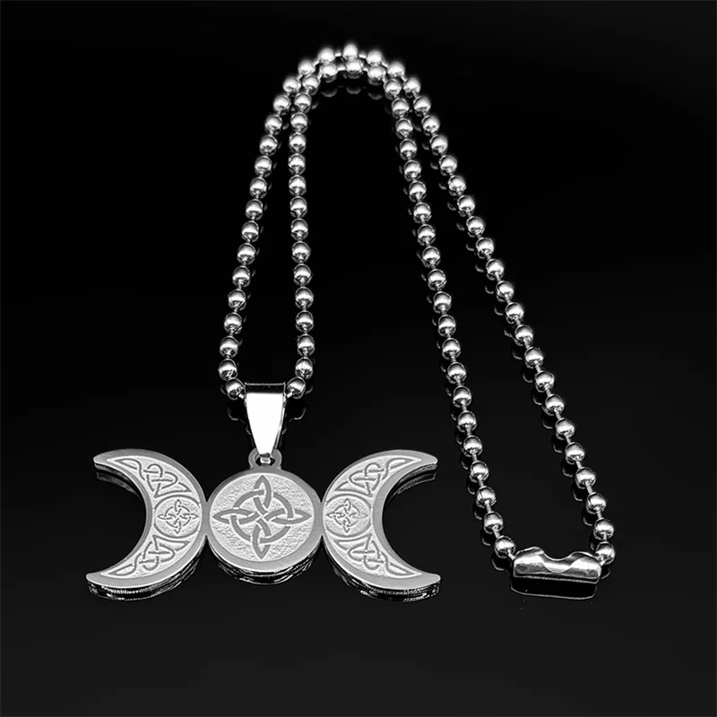 Wicca Triple Moon Göttin Auto Anhänger für Frauen Männer Edelstahl Hexerei Wikinger Hexe keltischen irischen Knoten Schmuck 3007 – Detail 8