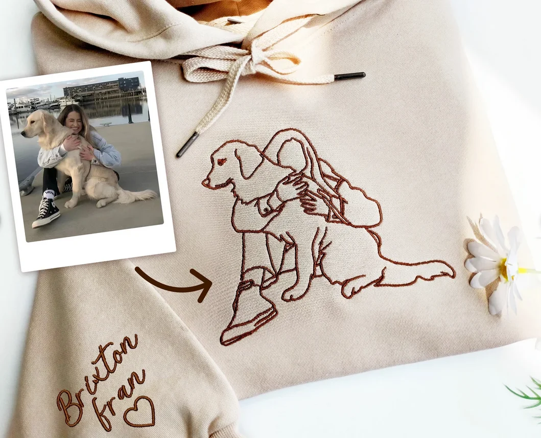 Zip Up Hoodie Sweatshirt Jacket Fleece Hoodies Print Hoodies Solid Color Hoodies Custom Embroidered Dog Hoodie with Portrait