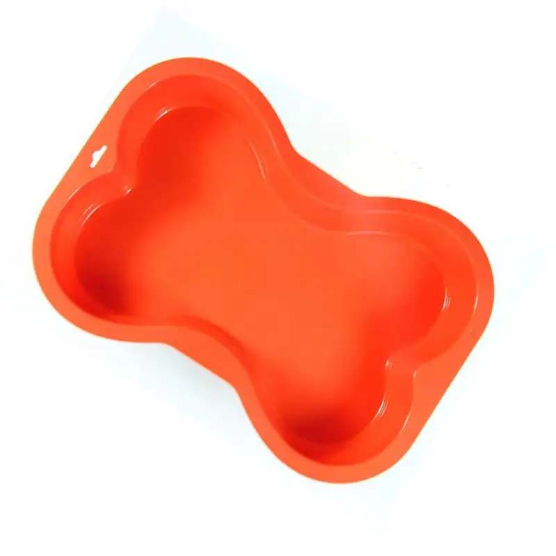 

1pc Silicone Mold Non-stick Dog Bone Shape Cake Pan for Puppy Birthday Red Color DIY Baking Tool Decorating Tools