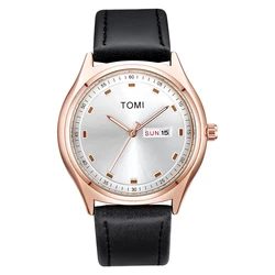 TOMI Minimalist Quartz Watch - Sleek and Versatile Fashion Accessory (Black Rose Gold)