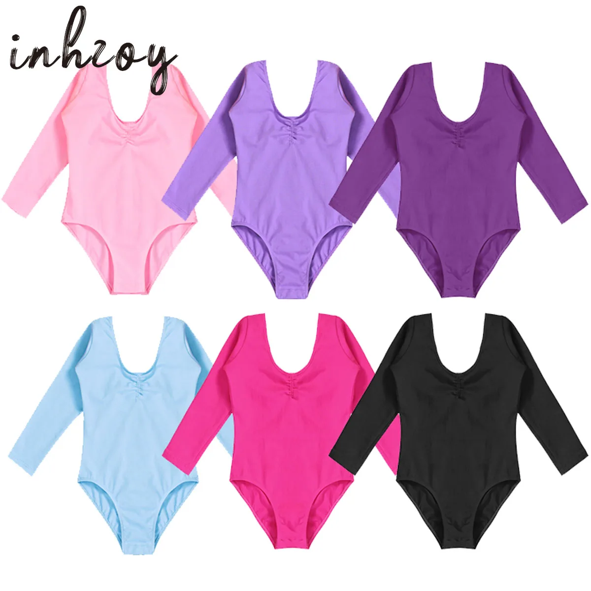 

Ballet Dancer Leotard Kids Girls Solid Long Sleeve Dance Bodysuit Dress Gymnastics Leotard Balleina Dance Training Costumes