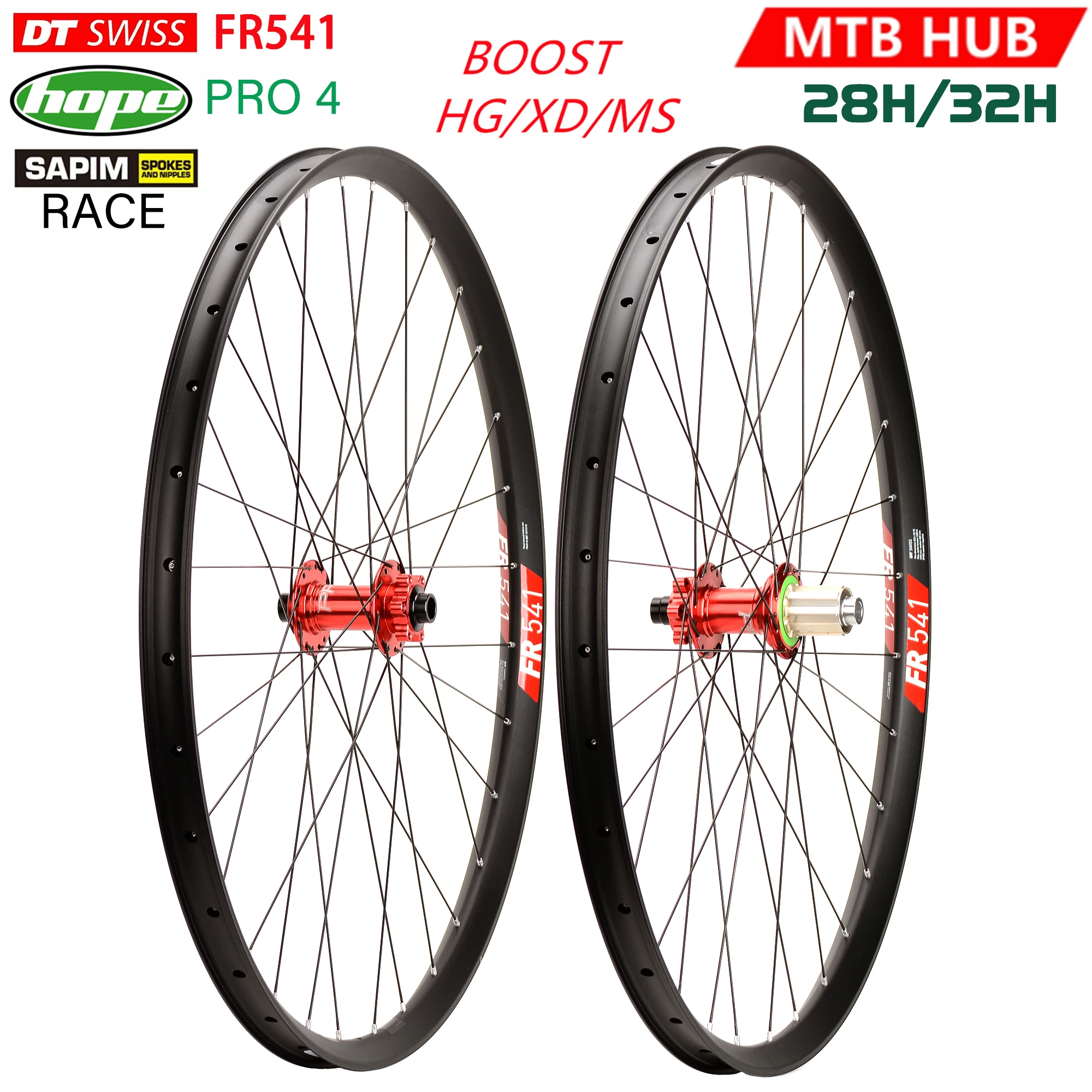 

Bicycle Wheel HOPE pro4 hub Dt Swiss FR541 Aluminum rim 110x15mm 148x12mm 27.5 29er Xc Mountain bike Tubeless Wheel