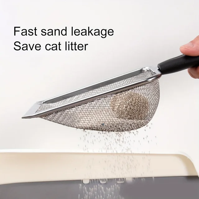 1pc Sturdy Stainless Steel Cat Litter Scoop - Rust-Resistant Durable Poop Shovel with Superior Filtration for Fine Sand Litter 3