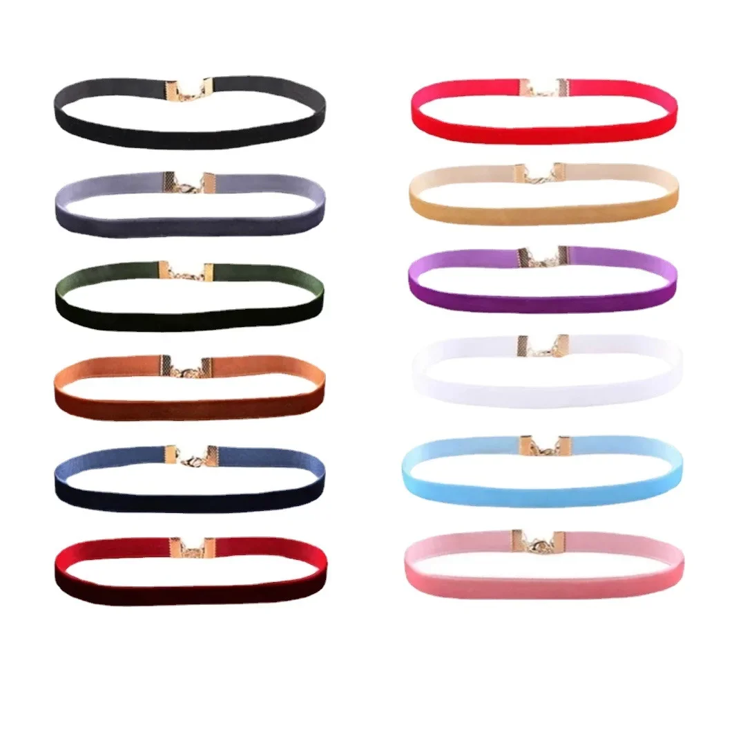 12 színek Bársony Rövid lánc necklaces számára Elárusítónő Nők Y2K Gót chokers Nyakdísz Színes chocker Nyakdísz collares Nagybani TTMMBI