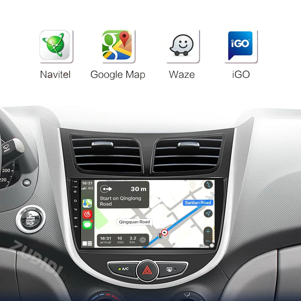 Android 13 2din Car Radio Multimedia Video Player For Hyundai Solaris Accent Verna 2010- 2016 Carplay 4G WIFI gps