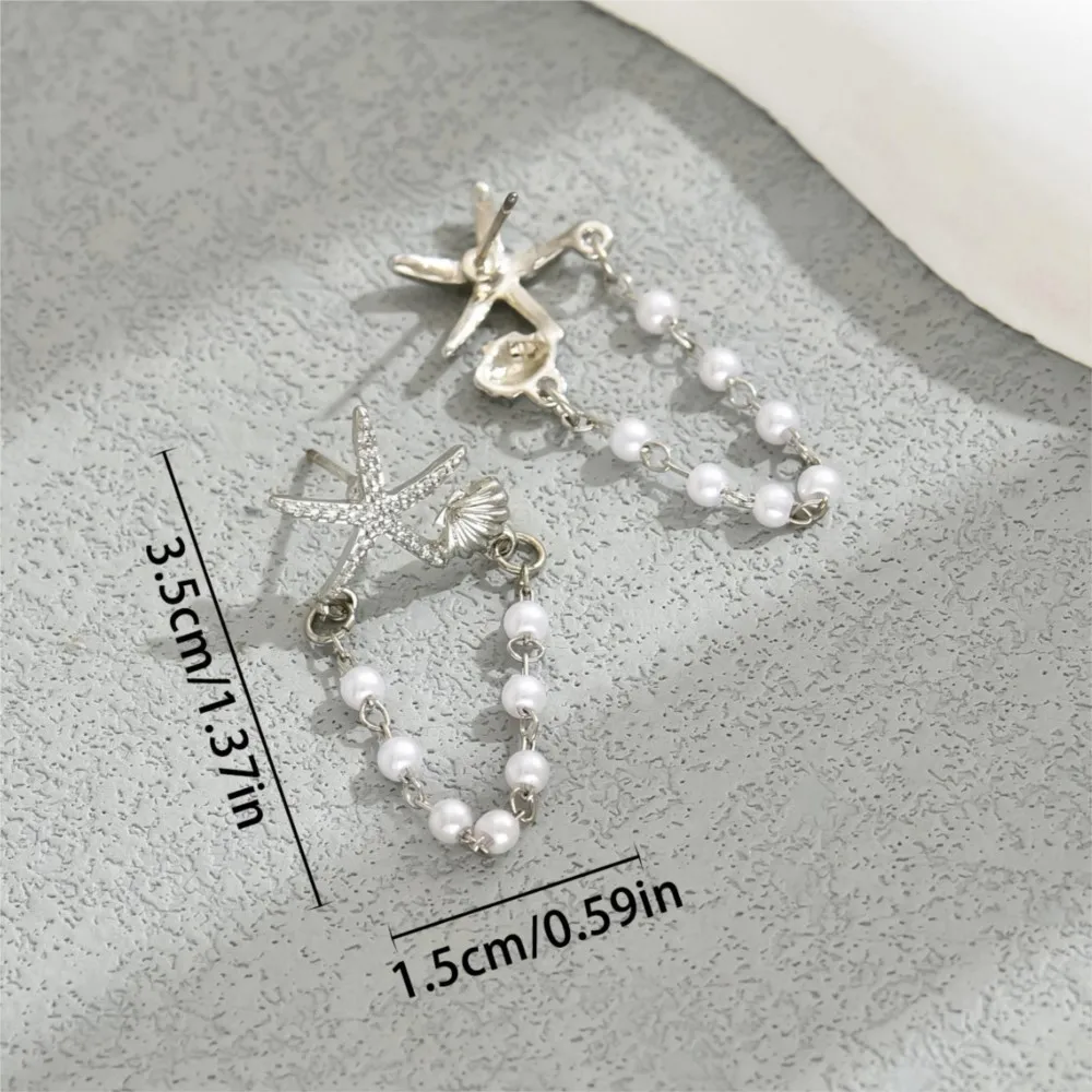 Cute Fashion Starfish Shell Stud Earrings for Women 2025 New Trend Pearl Tassel Earrings Party Jewelry Gifts