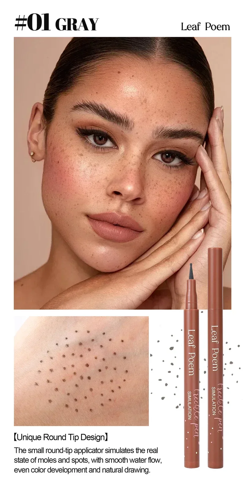 Caneta de sardas à prova de água para efeito natural_voghion.com