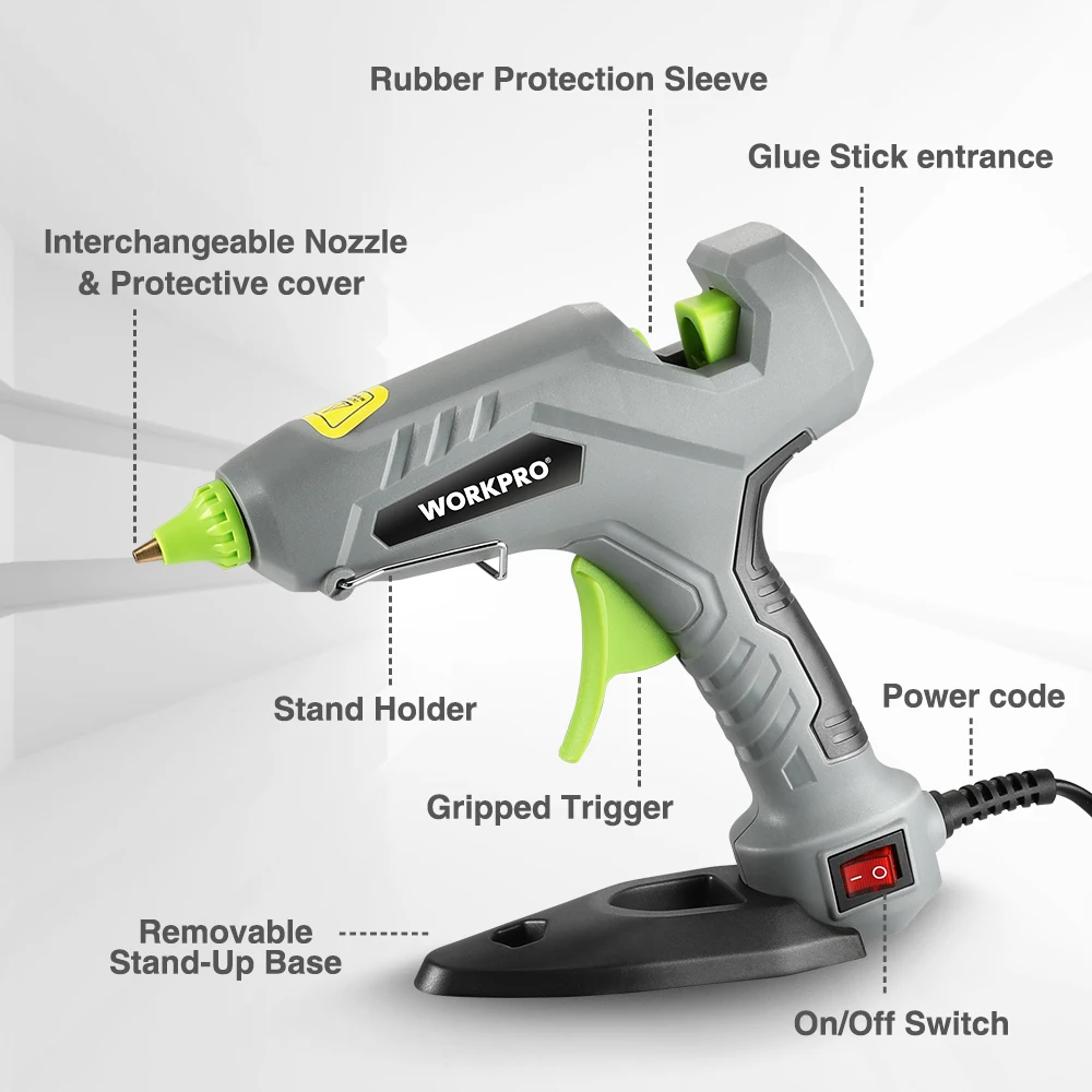 WORKPRO 60W Glue Gun Hot Silicone Gun Hot Melt Glue Gun with 20pcs Premium Glue Sticks for DIY Crafts Arts DIY Tools 5