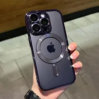 Luxury Magnetic For Magsafe Wireless Charge Plating Clear Case For iPhone 11 12 13 14 15 Pro Max Plus Shockproof Silicone Cover 4