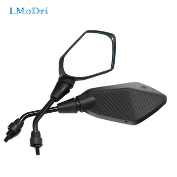LMoDri-오토바이 미러 스쿠터, 전기 자전거 백미러, 일렉트로 모바일 백 사이드 볼록 거울, 8mm, 10mm 탄소 섬유, 2 개/쌍