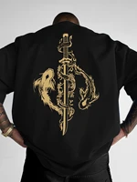 New Bushido & Samurai Sword Print Cotton Men Woment T-shirt Summer Autumn Daily Outdoor Sports Casual Loose Street Short-sleeve 1