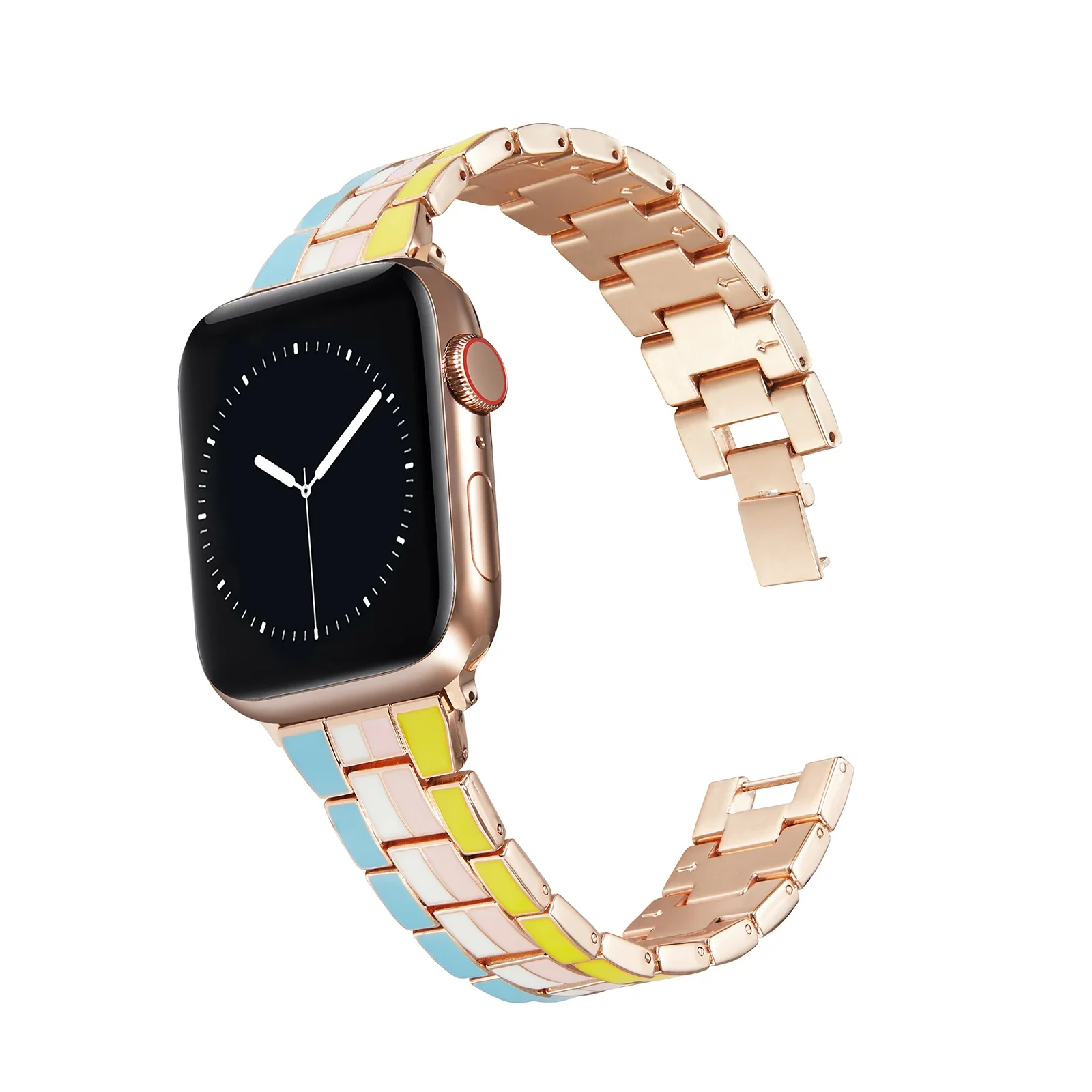 Metal Strap for Apple Watch Band Series 9 8 7 45mm 44mm 40mm Rainbow Colors Stainless Steel for Iwatch 6 5 4 SE 3 42mm 38mm Band