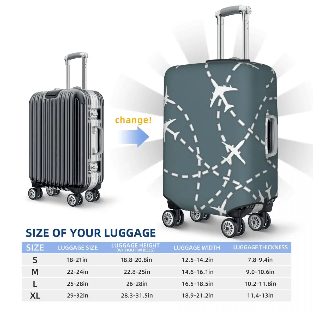 Flight Routes Graphic Suitcase Cover Plane Lines Travel Protection Flight Fun Luggage Accesories