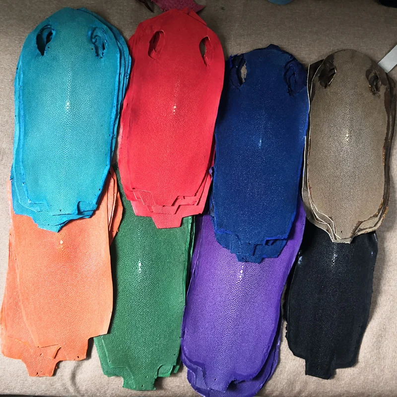 

Polished Real Stingray Skin Leather Hide, Craft Material for Phone Case, Watch Band Straps, Key Ring, 30x10cm, 1 Piece
