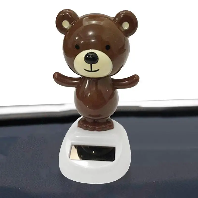 

Solar Car Ornaments For Dashboard Shaking Head Bear Swinging Dolls Automobile Decoration Bobblehead Animal Dolls For Kids