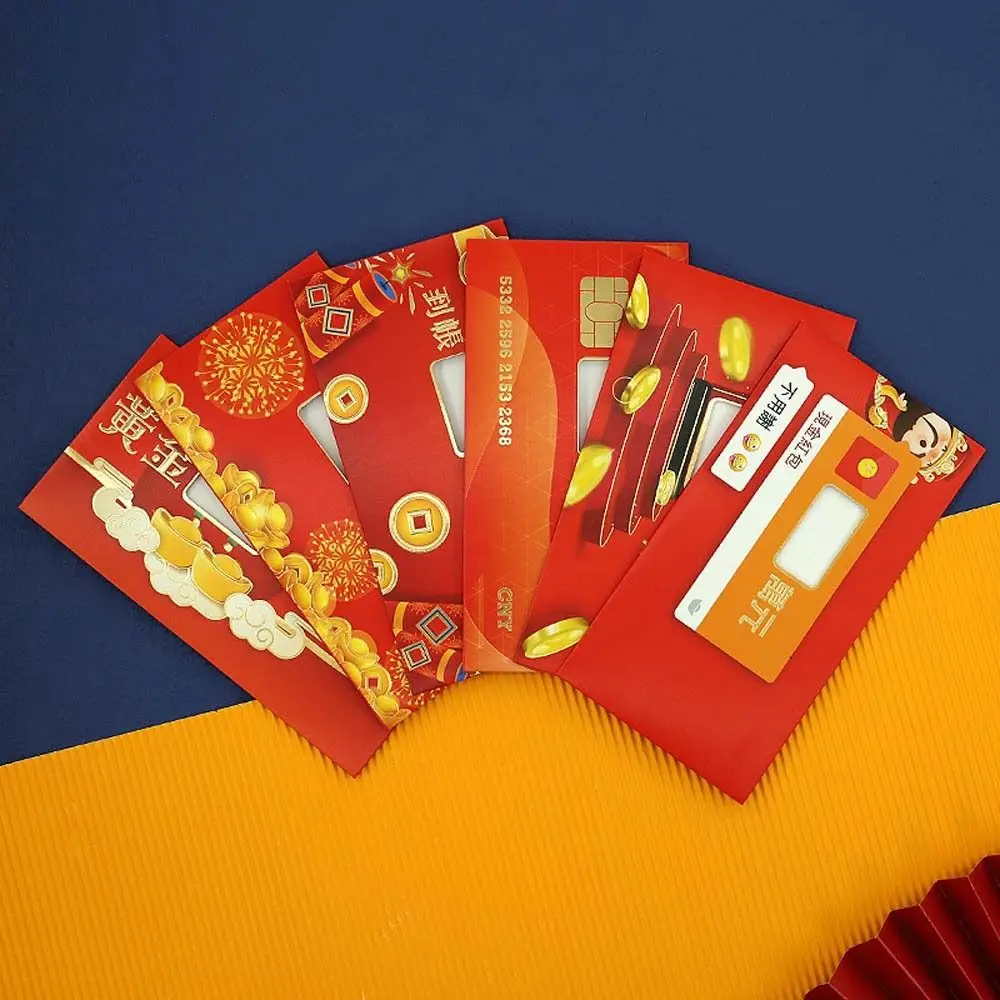 

6Pcs/set Chinese New Year Decorations Chinese Dragon Red Envelope Lucky Money Pouch DIY Card Packing Lucky Money Bag