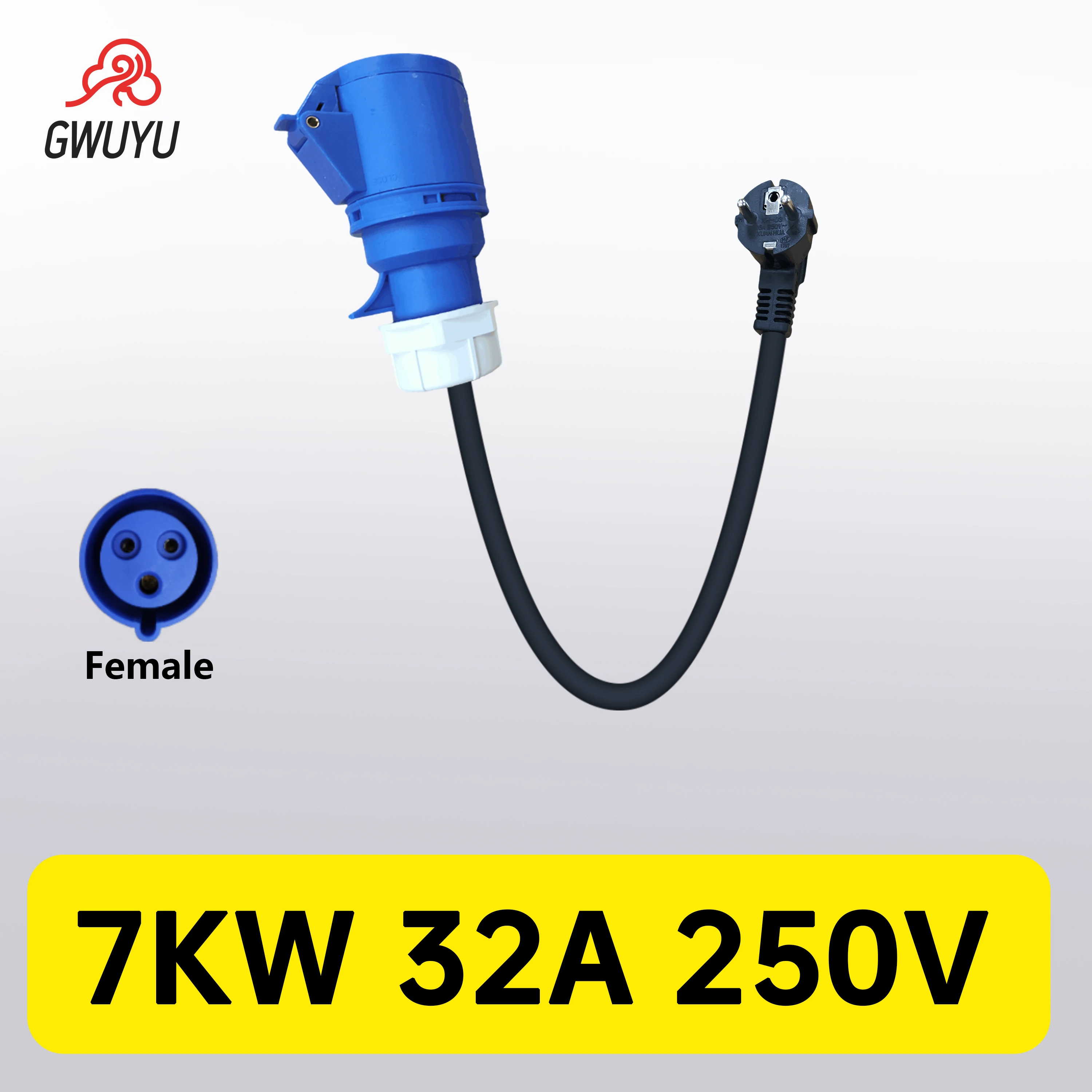 Type2 Electric Vehicle Adapter for Portable Charger 250V 32A 7KW Blue ...