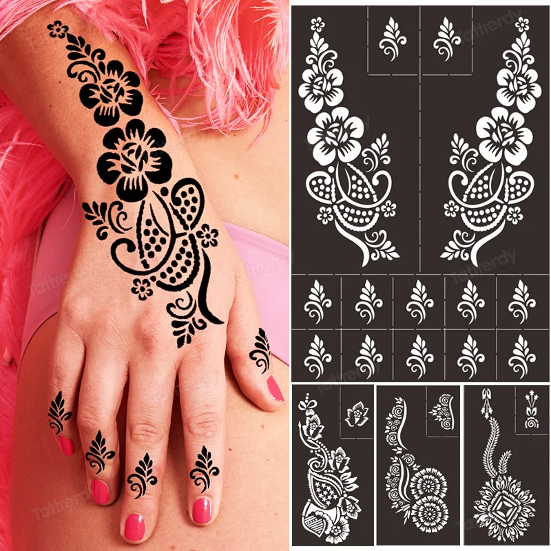 Temporary Tattoo Henna Stencils Glitter Template Body Art Sticker Lace  Stencil