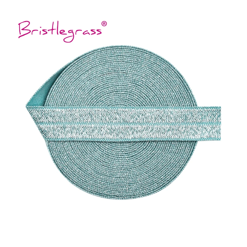Silver Glitter Fold Over Elastic Bands - 5/8 Spandex Trim for Hair Accessories & Sewing Projects