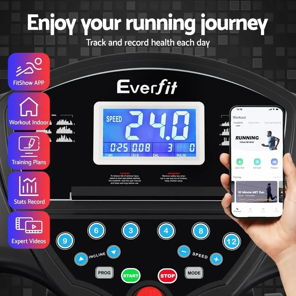 Everfit Electric Treadmill for Home Gym Fitness Exercise Machine with 480mm Massager