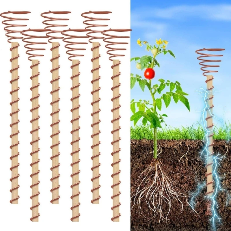 6/8/10Pcs Electroculture Plant Stakes 11.8'' Coppers Coils Antennas Garden Stakes Electronic Planting for Outdoor Indoor