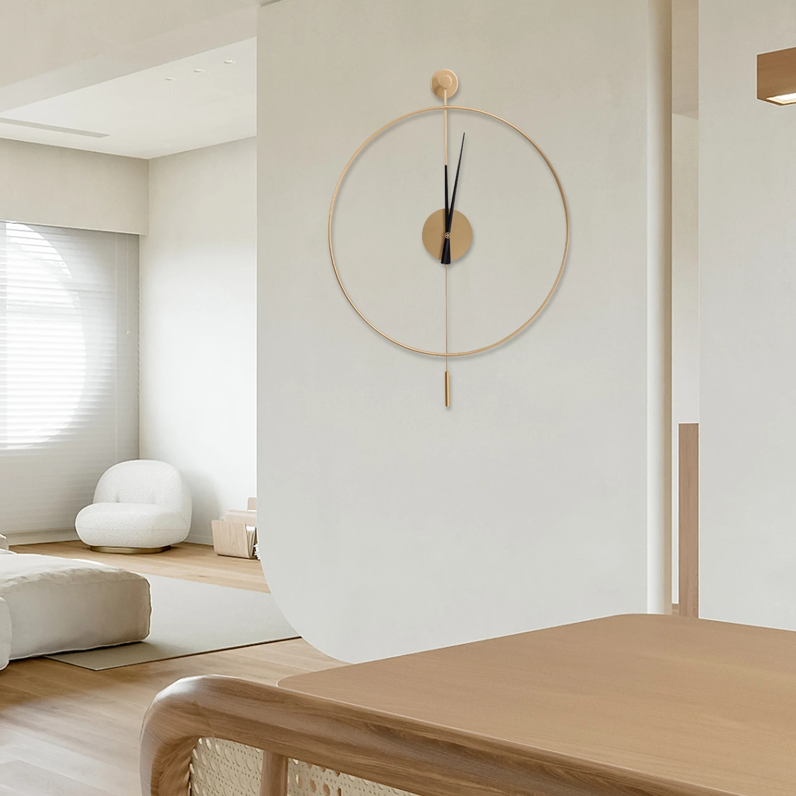 Wall Clock Large Wall Clocks for Living Room Oversized Decorative Metal 60cm Silent Non Ticking Battery Operated Decorative Pendulum Clock