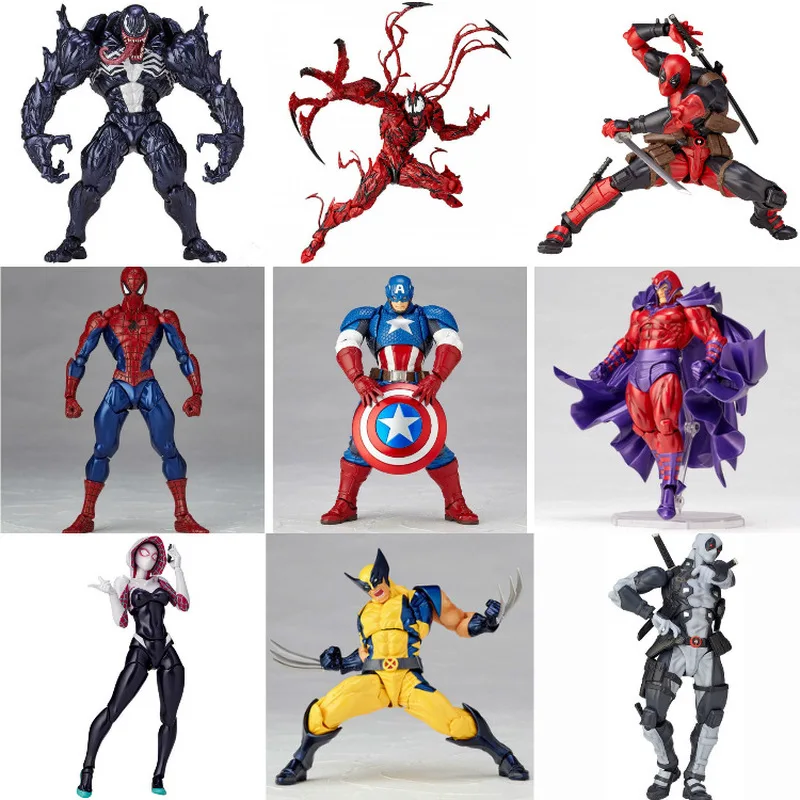 

Yamaguchi Style Venom Slaughter Wolverine Captain America Deadpool Spider-man Erik Lensherr Movable Figure Toys Christmas Gift