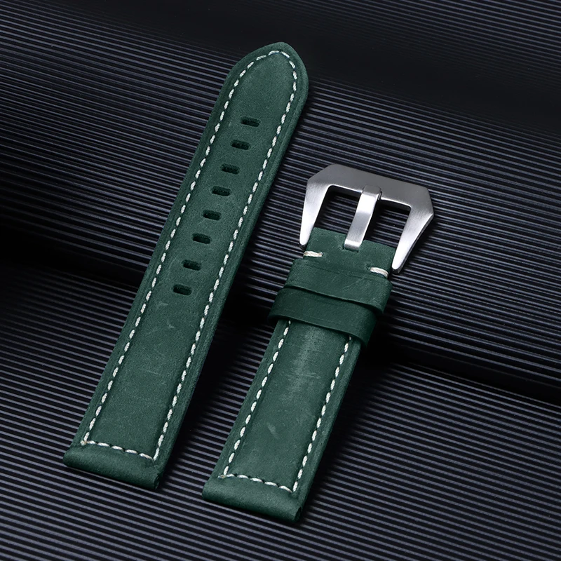 Dark Brown Crazy Horse Leather Watch Strap – Genuine Leather Belt