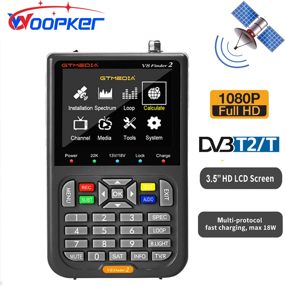 Woopker Gtmedia V8 Finder2 Cercatore Di Segnale Satellitare Portatile Fta Dvb-S/S2/S2X Ricevitore Per Server Sat 1080P Hd Ricevitore