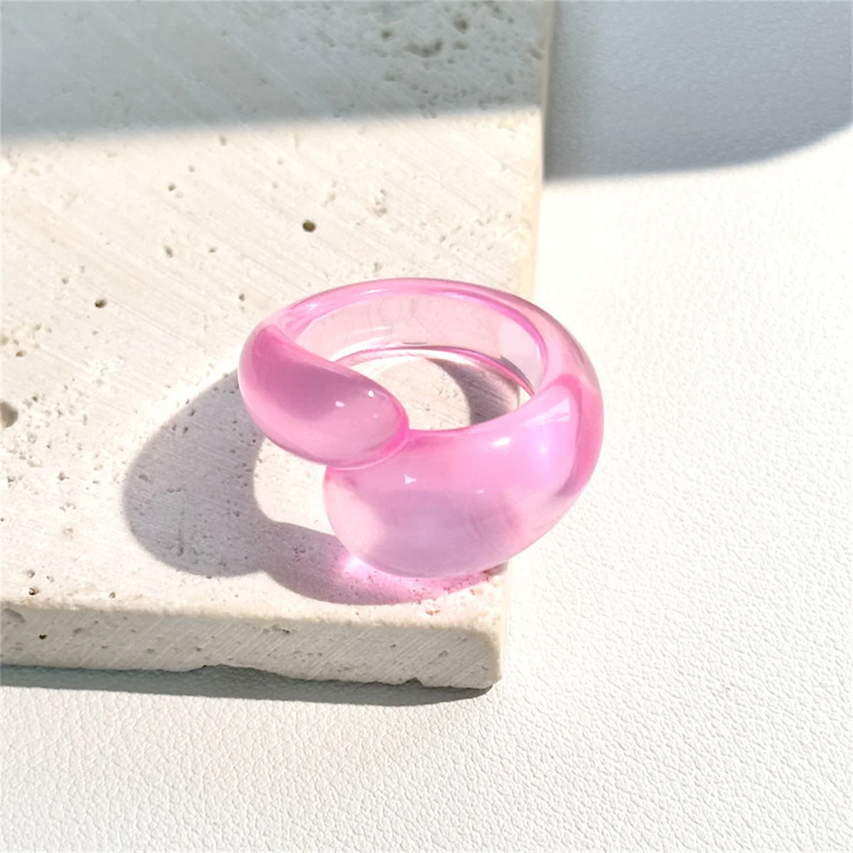 Korean Trendy Geometric Resin Ring - Personalized Retro Style Statement Piece
