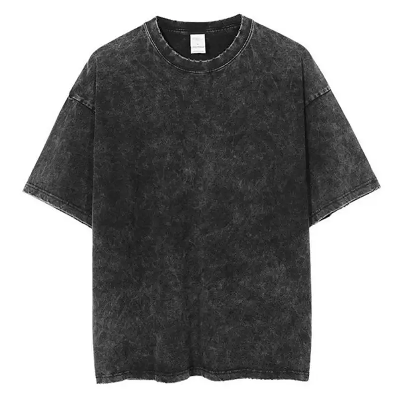 

American Washed T Shirt for Men Cotton Loose Crew Neck Oversized T Shirt Men's Korean Casual Vintage Short Sleeve Tshirt Tee