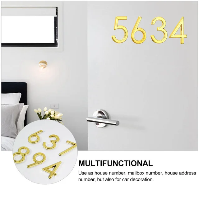 10 Digitális Számú Postafiók Reflektív Matrica Arany Ház Folyosó Jelzőtábla Szálloda Ajtó Abs Cím Levél Táblája - Image 2