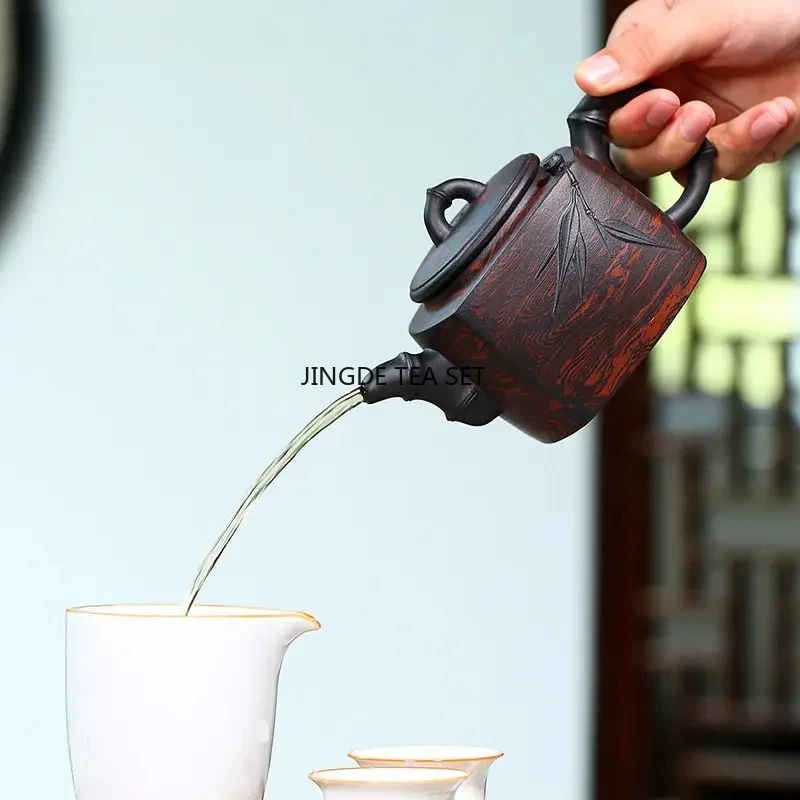 140ml Yixing Yixing purple clay teapot raw ore red clay handmade stone spoon tea pot Kung Fu tea set