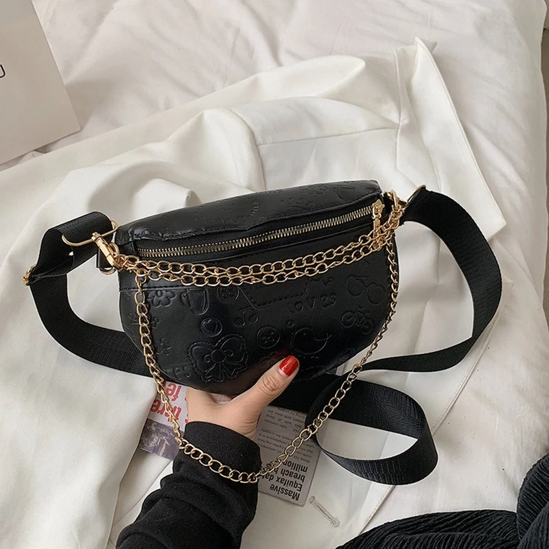 Riñonera de Color para mujer, bolso de hombro con cadena gruesa, cruzado, para el con correa de plátano|Riñoneras| - AliExpress