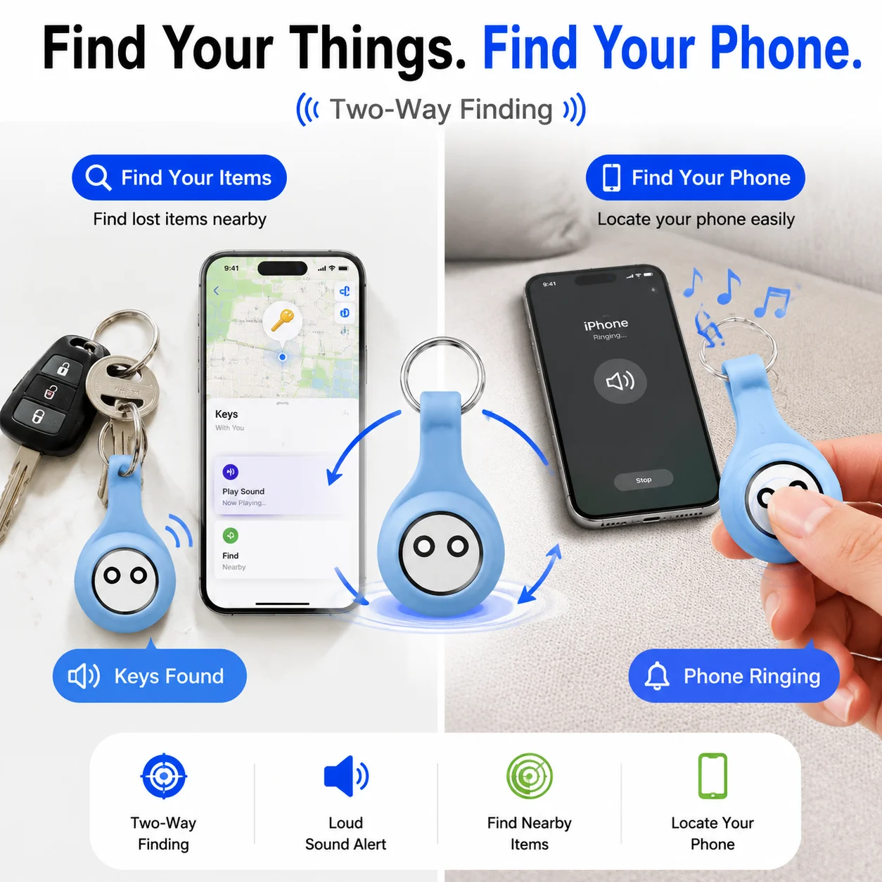 Smart Bluetooth Tracker with Anti-Lost Key Finder for Wallets and Backpacks