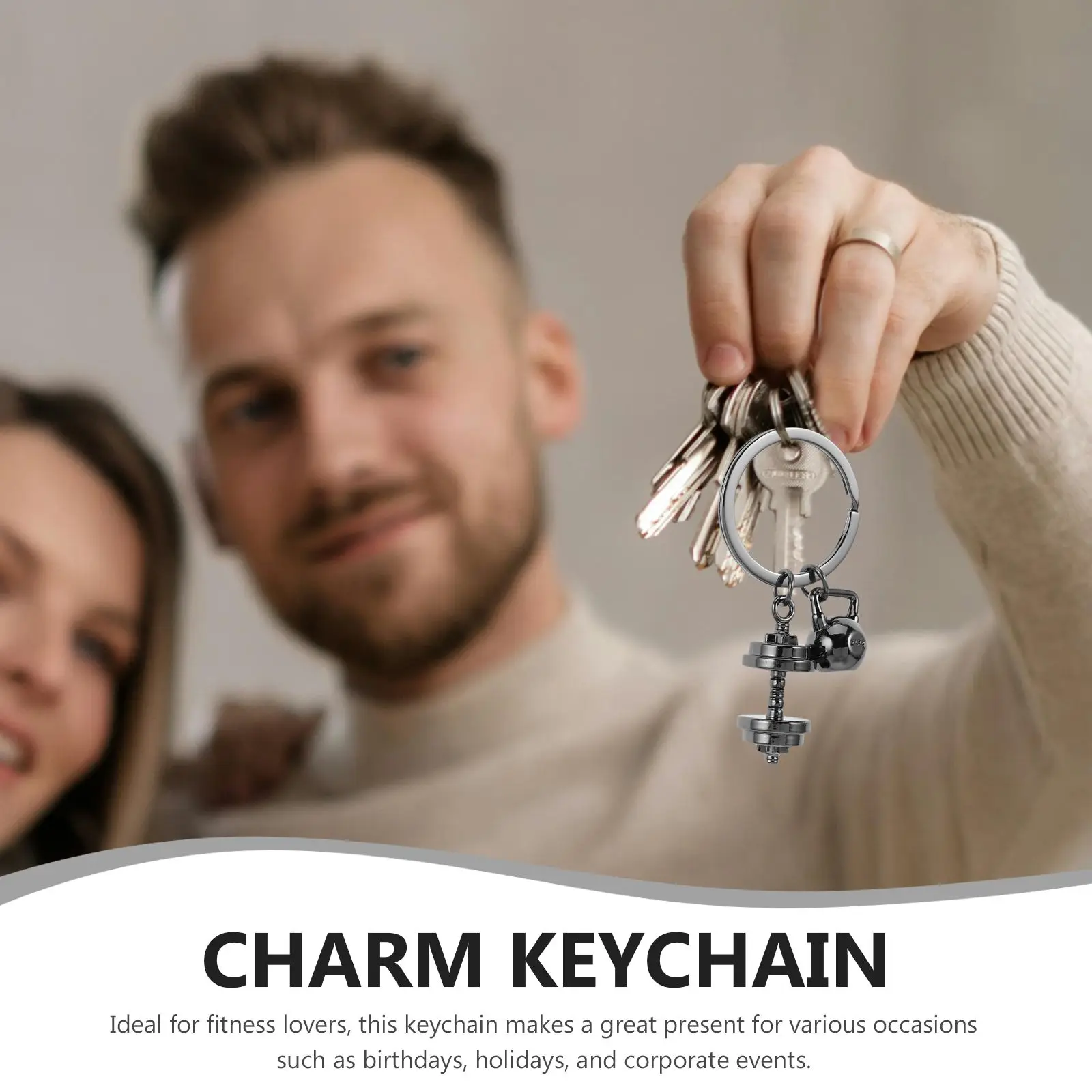 Mini Dumbbell Keychain Fitness Gym Accessories Souvenirs Barbell Kettlebell Weightlifting Sport Team Gifts Metal Charm Holder