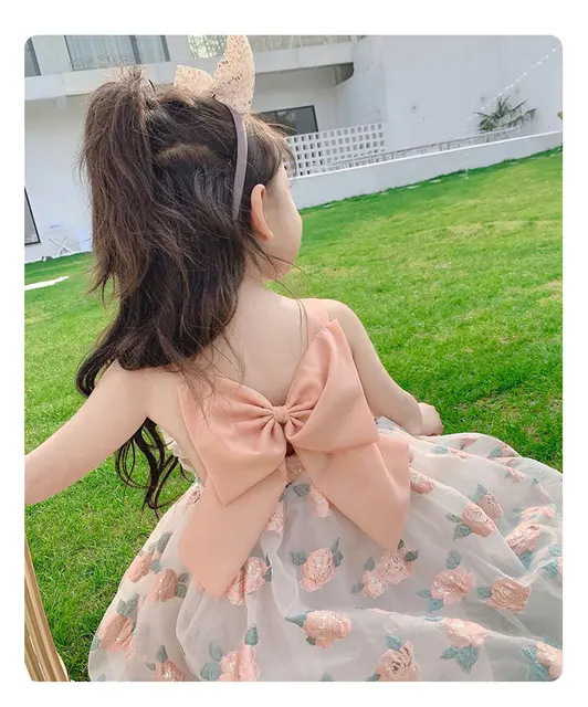 Vestidos Da Menina Meninas Princesa Vestido Crianças V Backless Grande Arco  Vestido De Flor Para Bebé Infantil 1 Ano Desgaste De Festa De Aniversário Vestidos  Bebes Infan De $56,22