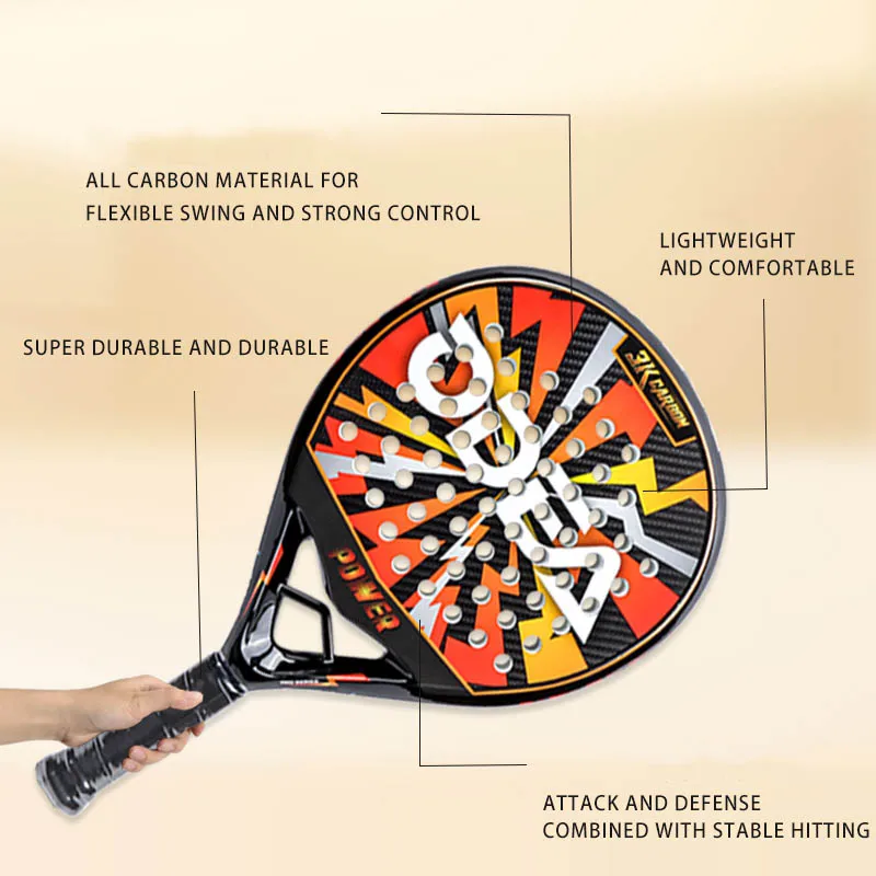 ODEA Beach Tennis Racket Full Carbon Fiber Rough Surface Outdoor Sports Racket For Men Women Adult Senior Player 3K 18K