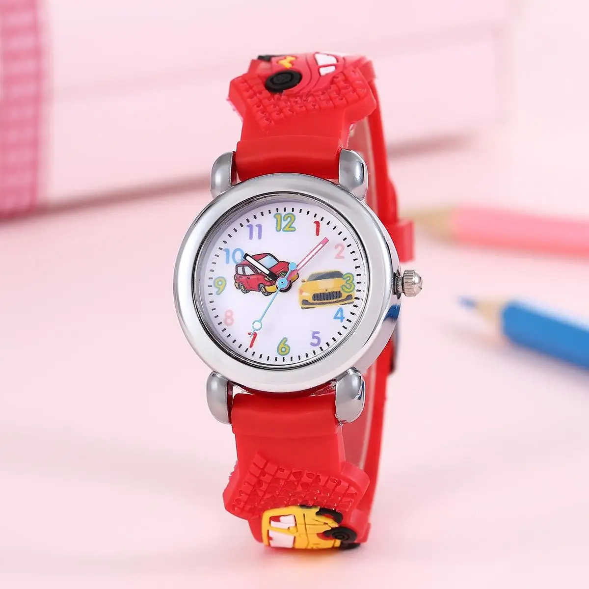 New Fashion Colorful Cartoon Car Student Children's Watch Quartz Watch Electronic Watch 4