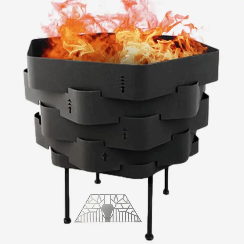 

Portable Folding Fire Pit Detachable Bonfire Brazier Camping Firewood Stove Campfire Grill For Camping Garden Yard Picnic BBQ