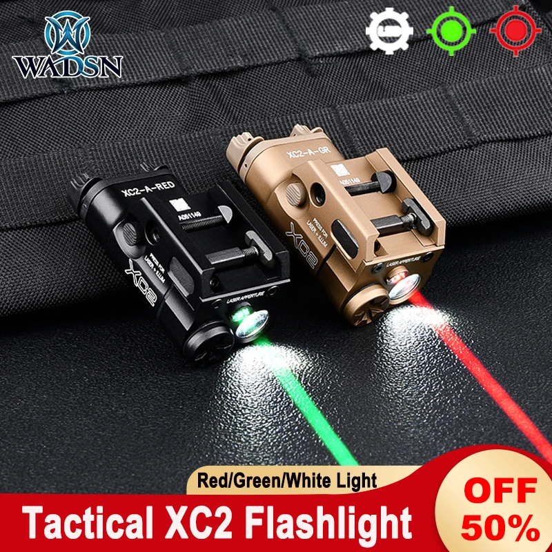 

WADSN XC2 Flashlight Metal Upgraded Red/Green Laser White LED Scout Light For Pisto Airsoft Gloc 17 18 19 XC1 Xc2 Spotlight