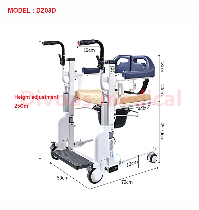Electric Patient Lift and Multifunctional Transfer Chair with Commode Elderly Handicapped Home Hospital Use 5