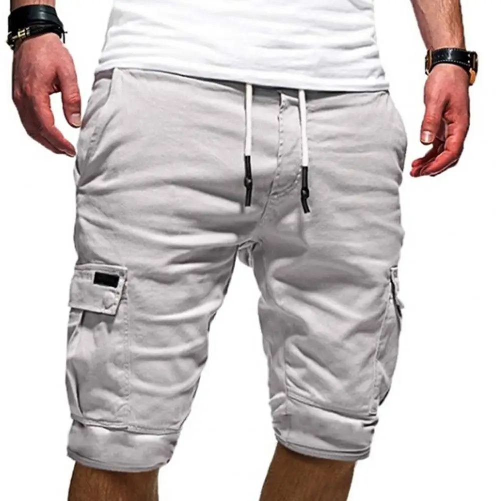 2025 Men Outdoor Cargo Shorts Solid Color Multi Pockets Men Loose Drawstring Shorts For Jogging Summer Short Casual Pants 3