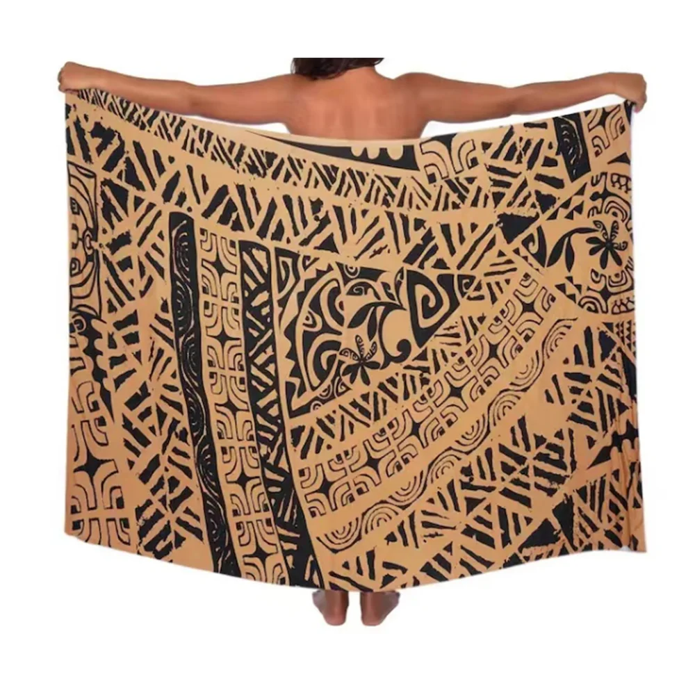 Paréo / Sarong En Coton étoiles Noir-beige - Tissu Multifonction Pour Plage, Voyage, Tenue Décontractée