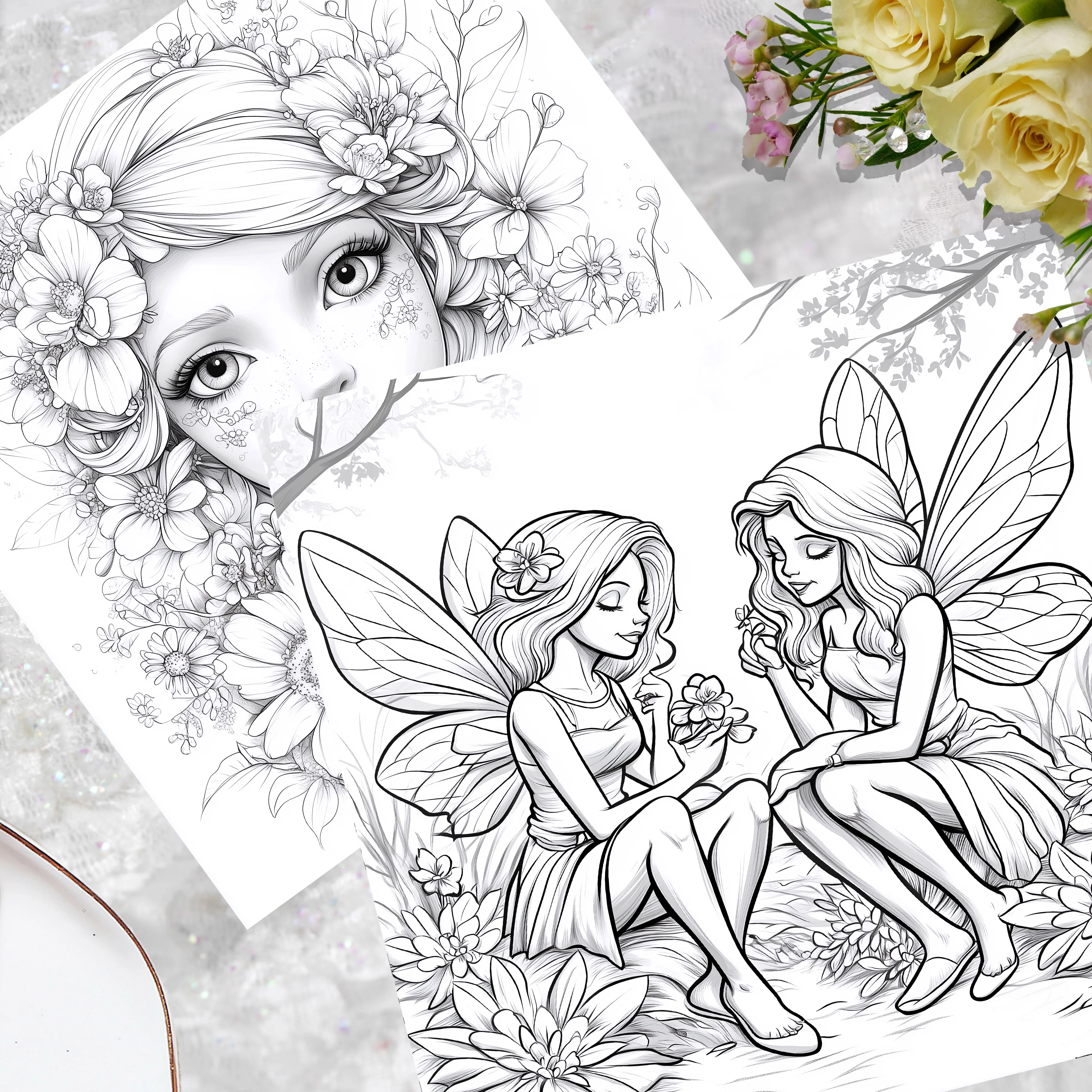 1PC Flower Fairy Coloring Book 26 Unique Pages For Adults & Teens - Self-painting Art Graffiti Anxiety Relief Perfect Gift 5