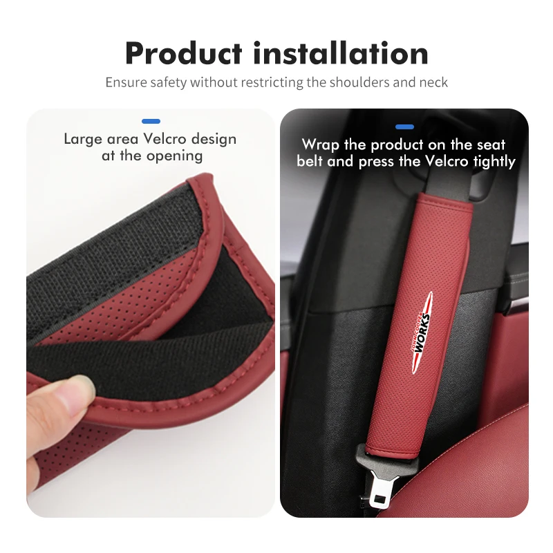 Car Seat Belt Shoulder Auto Adjuster Device Protection Pad For MINI Cooper R53 R52 R50 One JCW Clubman Countryman WORKS