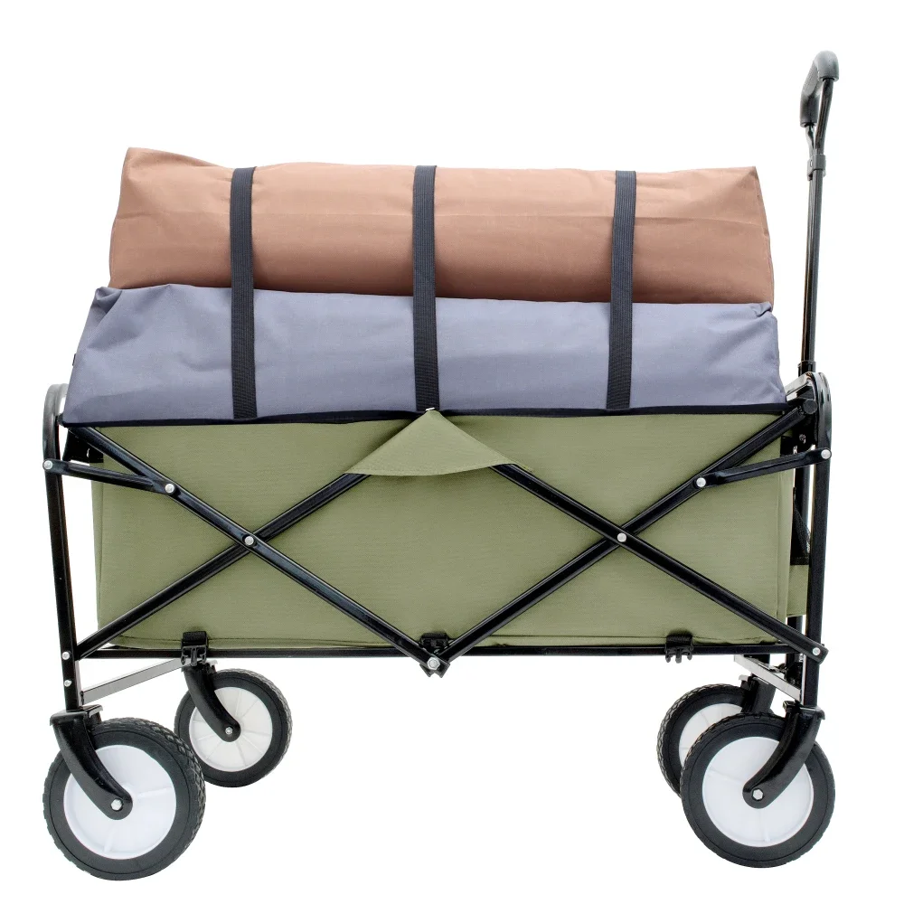 360lbs Collapsible Foldable Wagon Cart with strapping system ,Beach Wagon Utility Cart Utility Grocery for Camping