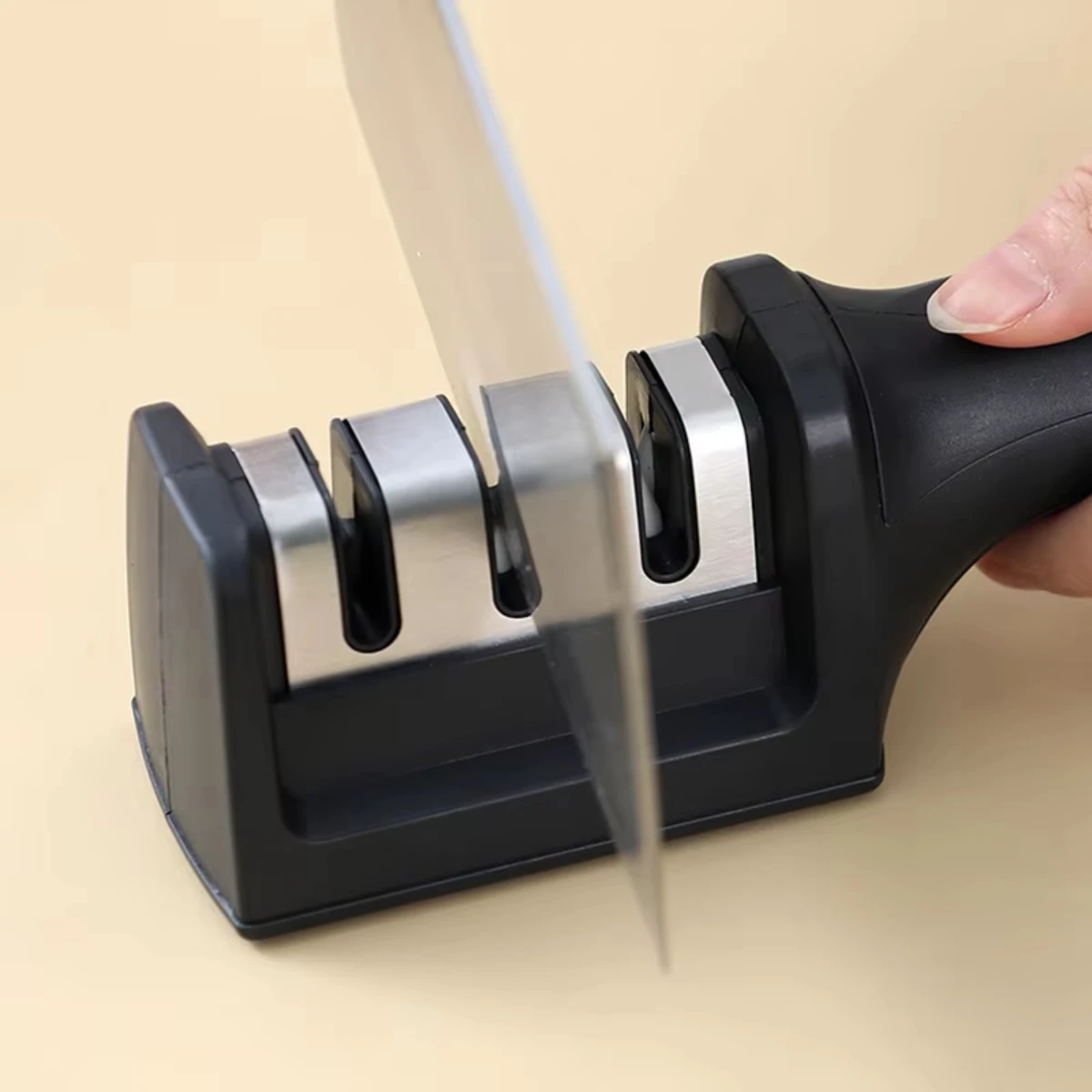 Enhanced Handheld Multi-Stage Knife Sharpener with Non-Slip Base