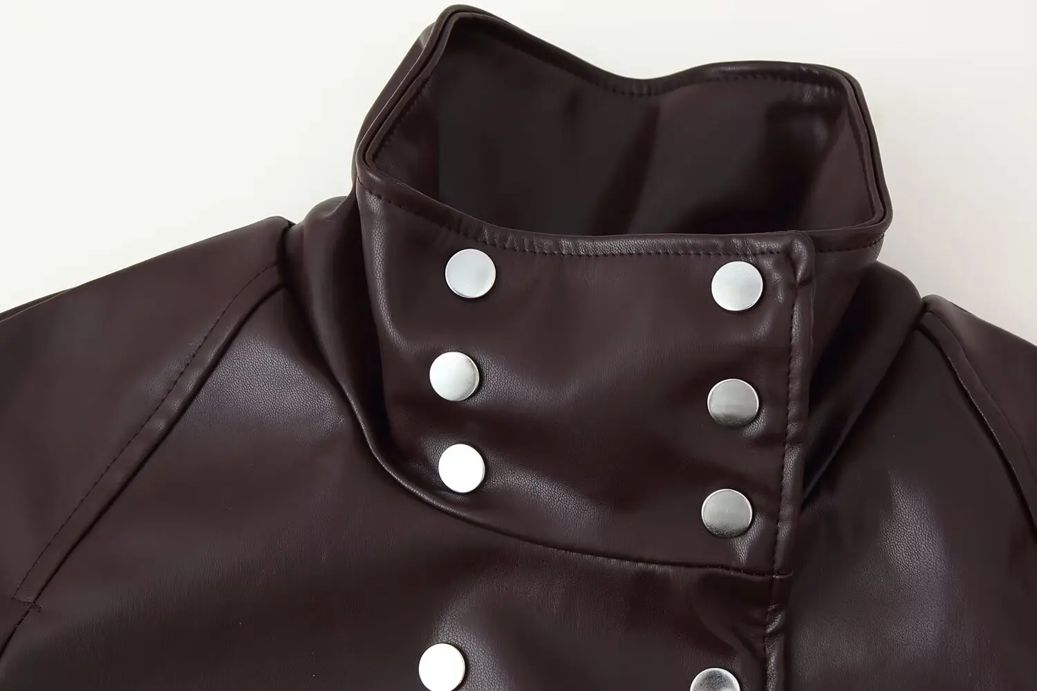 Women Fashion Black Leather Jacket Slim Fit Stand Collar Coat Spring Autumn Female Double-Breasted High Street New Lady Jackets