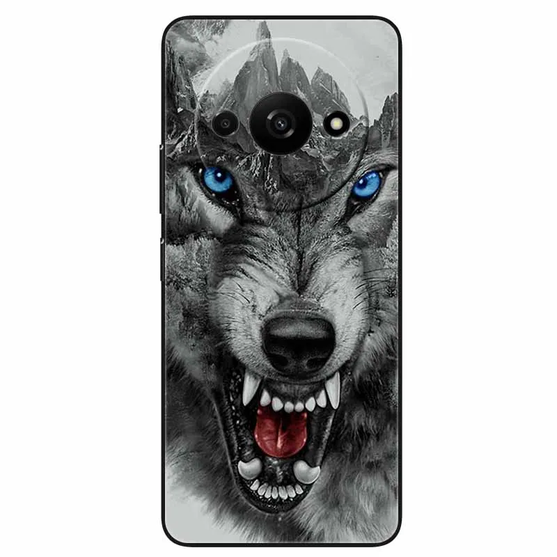 Animal Design Black Silicone Protective Case - Cool Wolf Edition